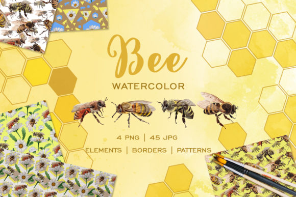 Bee Watercolor Png: Fresh Illustrations for Branding