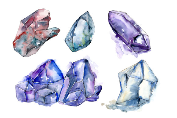 Blue Mineral Watercolor Set Illustrations Review