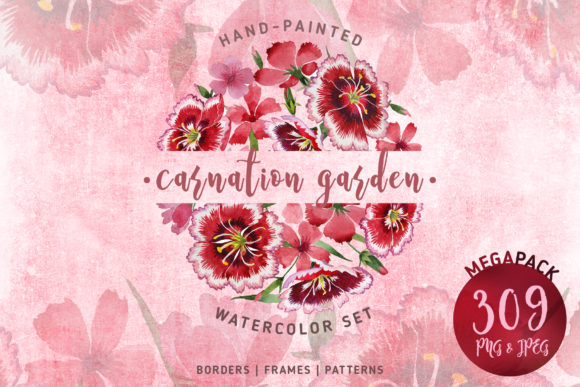 Carnation Garden Watercolor Set & Illustrations