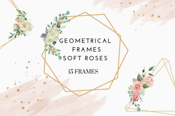 Creme Rose Watercolor Flowers Frames & Illustrations