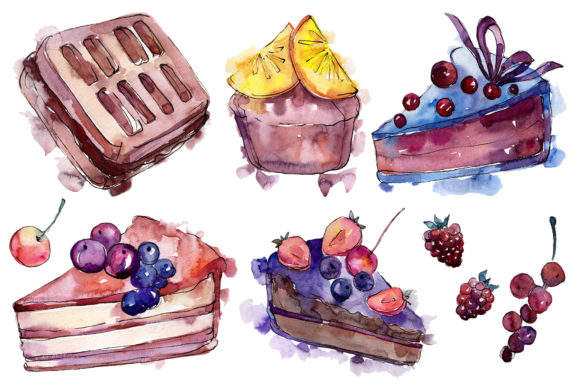 Dessert Fruit Tale Watercolor Illustrations