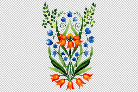 Floral Ornament Traditional Watercolor Illustrations