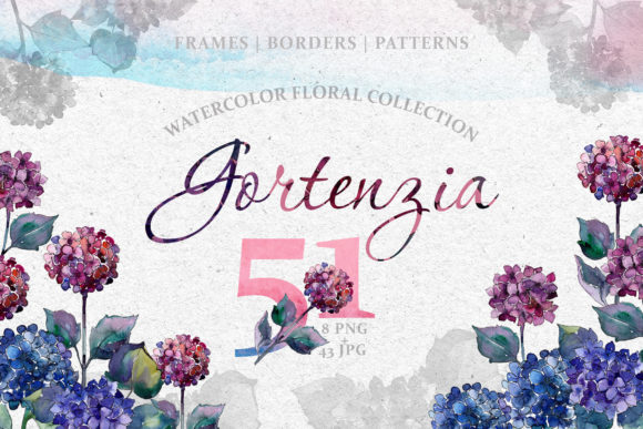 Gortenzia Magic Watercolor Png and Illustrations