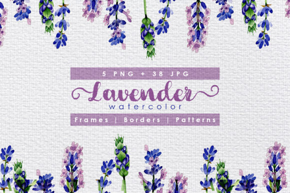 Holiday Purple Lavender Flowers Watercolor Set