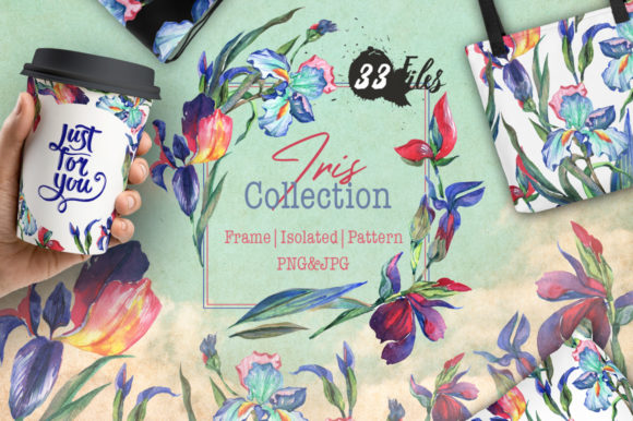 Irises Watercolor Flower Set: Brand Illustrations