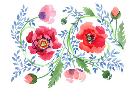 Ornament of Poppies Red Watercolor Review