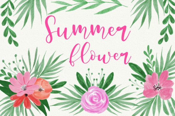 Summer Flower Watercolor Clip Art & Illustrations